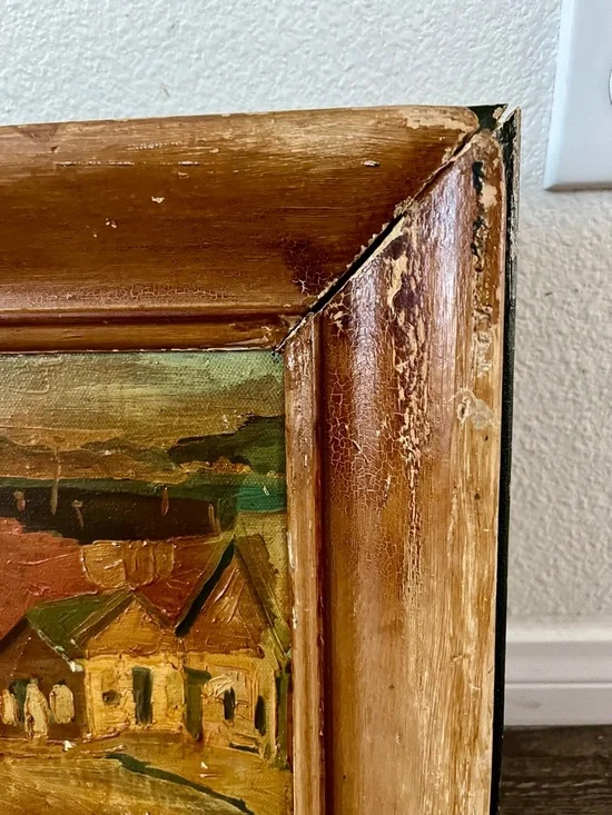 Vintage Original Oil Painting Of A City Landscape Signed “Donley” Wooden Frame - Picture 2 of 15